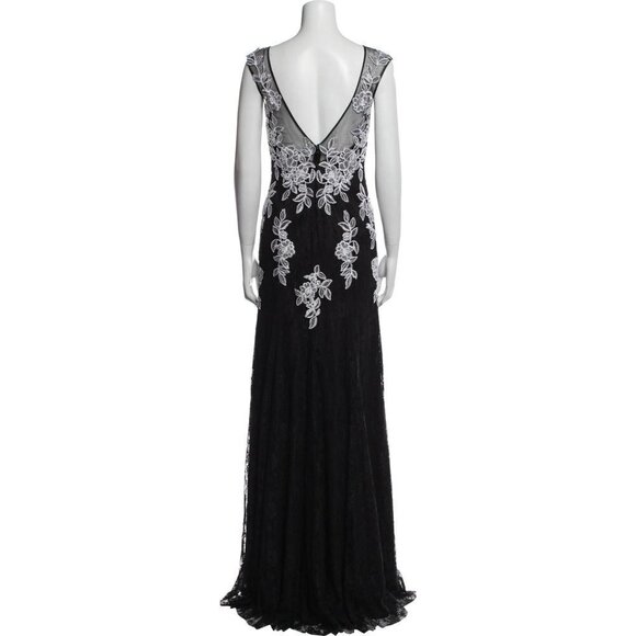 JVN by Jovani Black Lace White Embroidered Formal Gown $595 - Picture 7 of 14